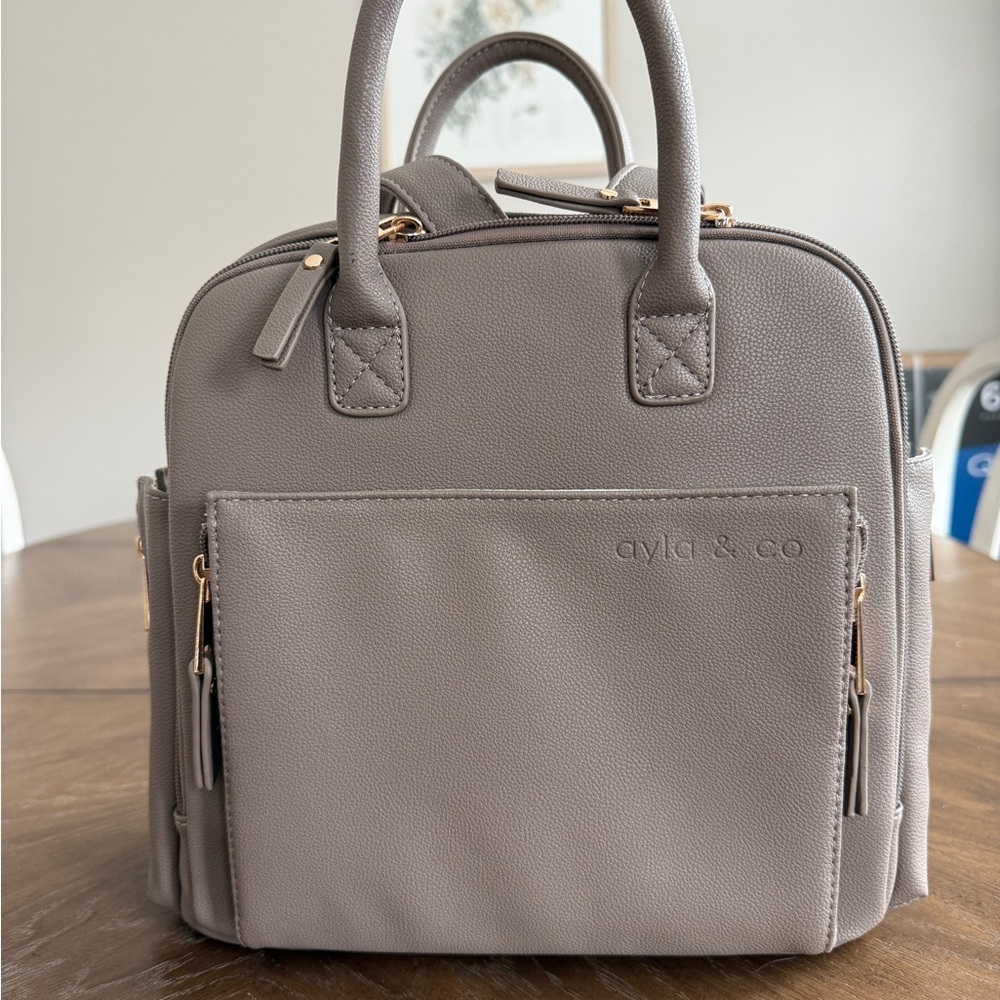 Taupe Baby Bag - Structured Diaper Tote
